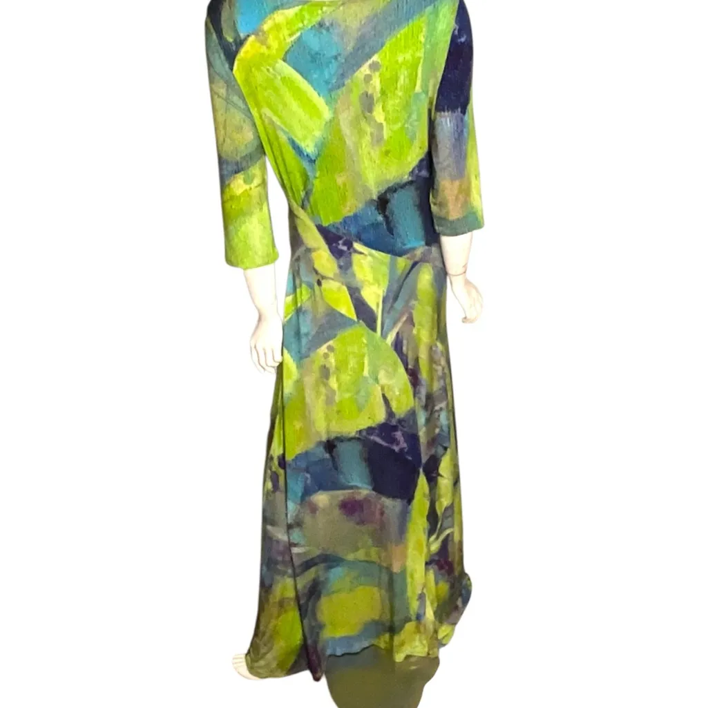 Soft Surroundings Multicolor Maxi Dress watercolor abstract whimsy tall medium - Image 3