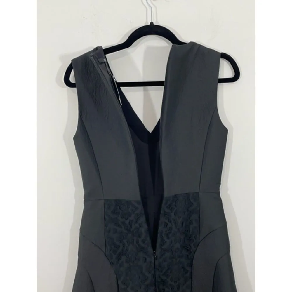 NWT Tibi Black Virgin Wool Blend V-Neck Jacquard Fit & Flare Skater Dress Size 2 - Image 9