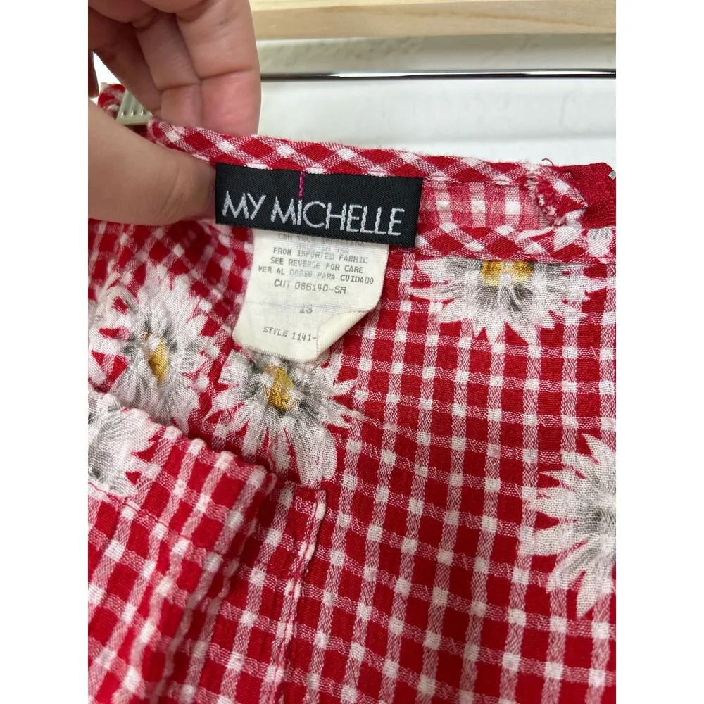 My Michelle Vintage Cottagecore Plaid Daisy Midi Skirt 13 - Image 5