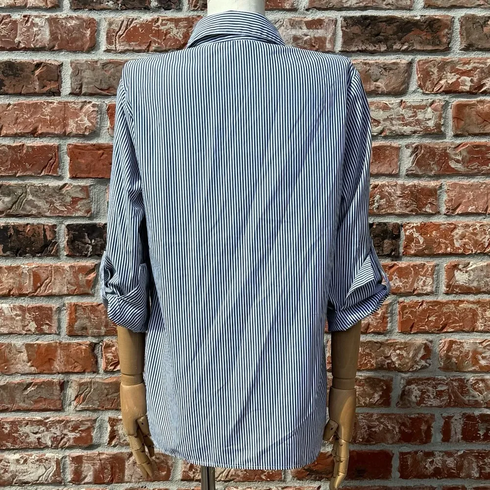 Kontrol  vintage ‘00s pinstriped, embroidered long sleeve top / S / EUC - Image 7