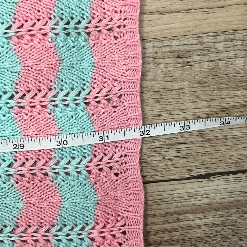 Pink Lily Summer Sass Pink and Mint Striped Crochet Mini Dress small cover up - Image 5