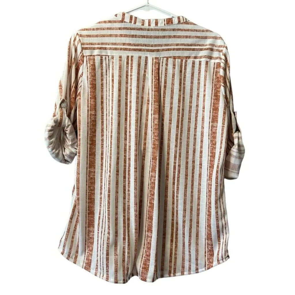 Eden & Olivia Shirt Size Large‎ Striped Tunic Boho Peasant Hippie Preppy - Image 2
