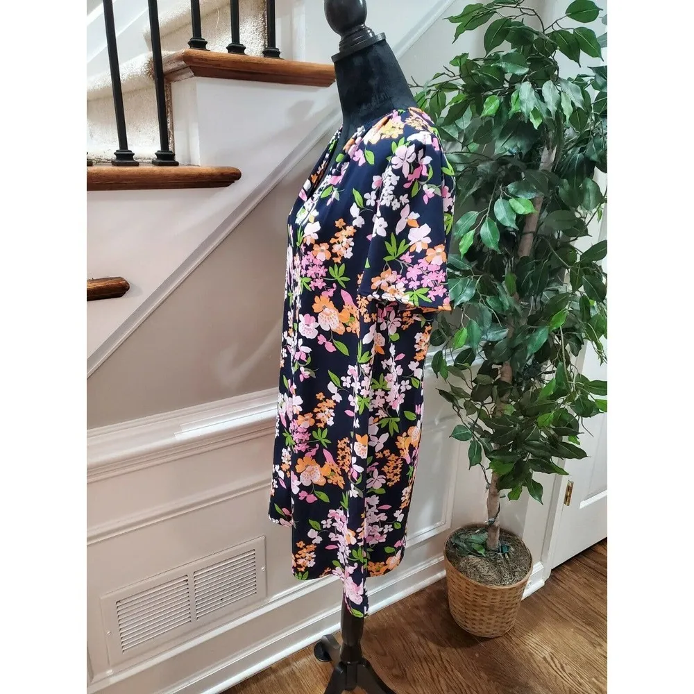 A New Day Women's Multicolor Polyester V-Neck Half Sleeve Knee Length Dress S - Image 6