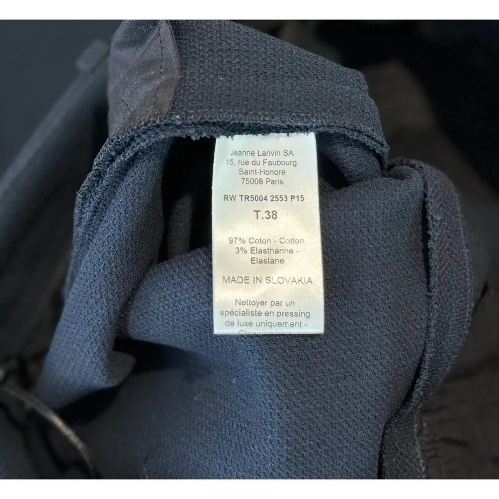 Lanvin Womens Pants Blue Straight Mid Rise Ankle Slacks Trouser Stretch Size 28 - Image 8