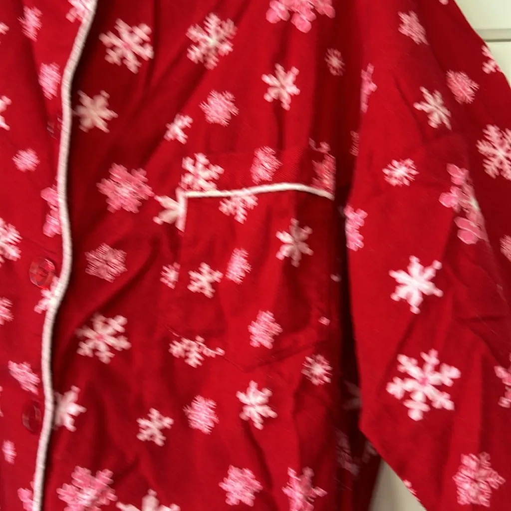 Victoria’s Secret Red Flannel PJ Pajama Set Snowflakes Small - Image 9