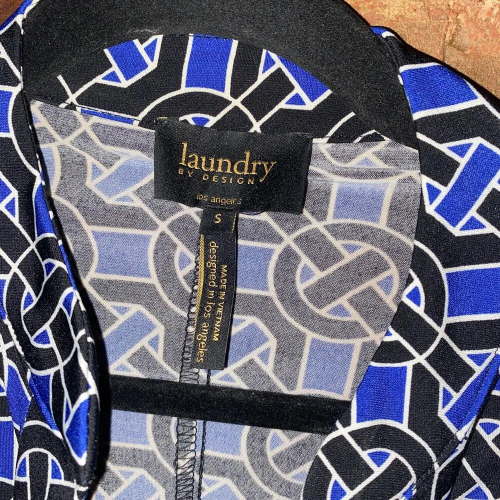 Laundry by Design Blue Black Geometric Mini Dress Women's Size Small - Image 5