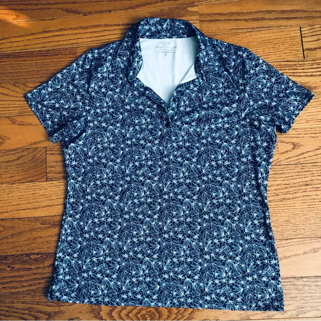 Vineyard Vines Palmero Nautical Golf Polo Shirt Navy Blue Women's Size M NWOT - Image 2