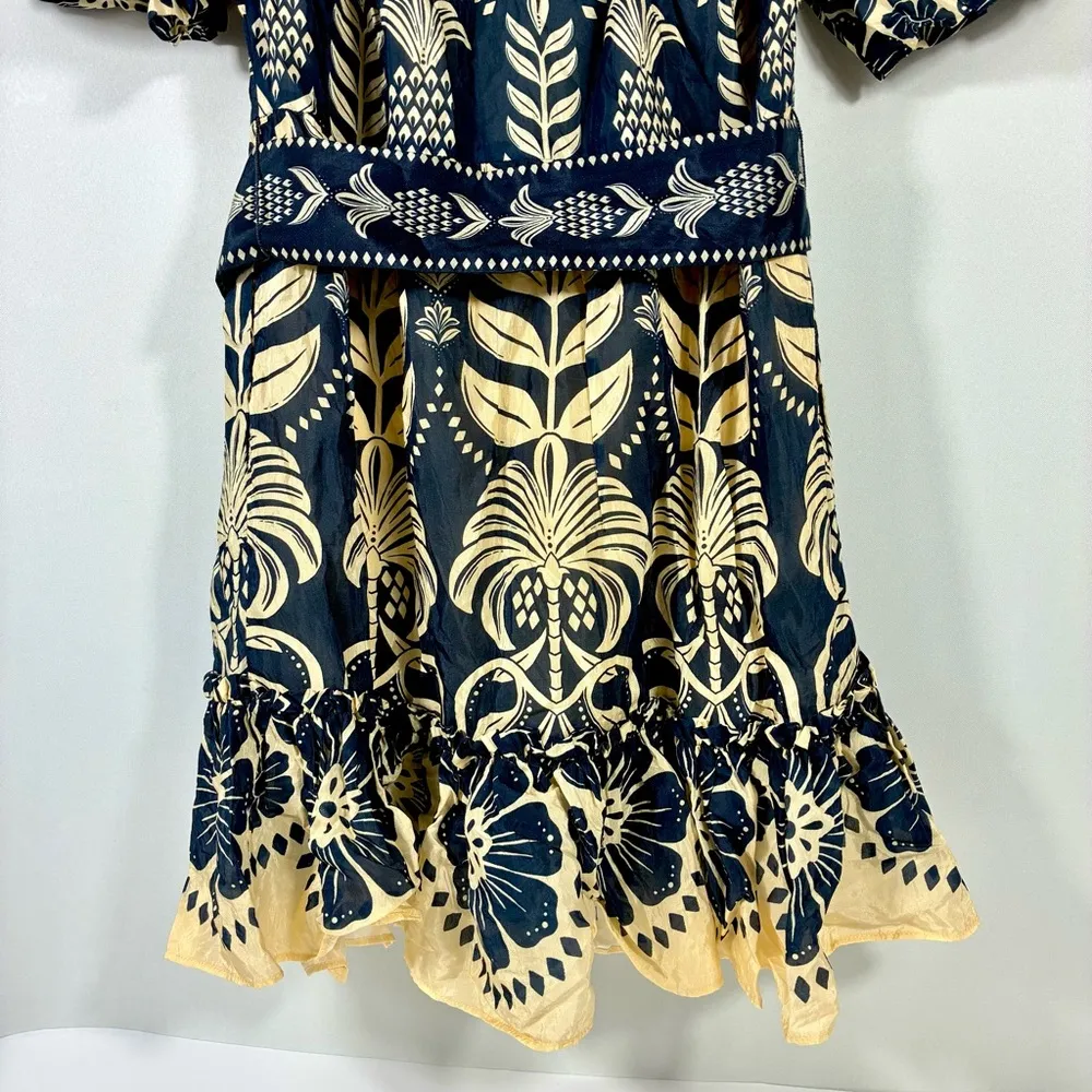 Farm Rio Ainika Tropical Spendor Mini Dress Navy Blue XS NEW - Image 13