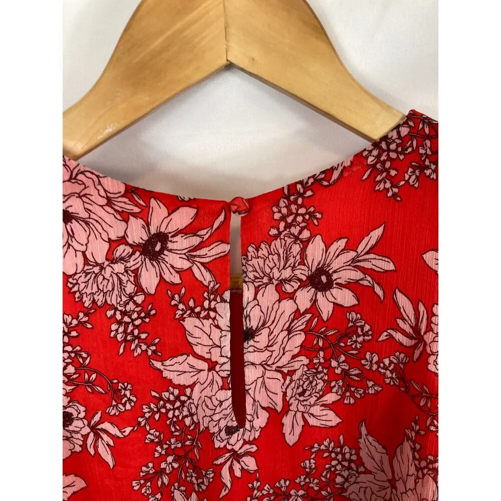 Vince Camuto Floral High Neck Sleeveless Blouse Red Size PS - Image 5