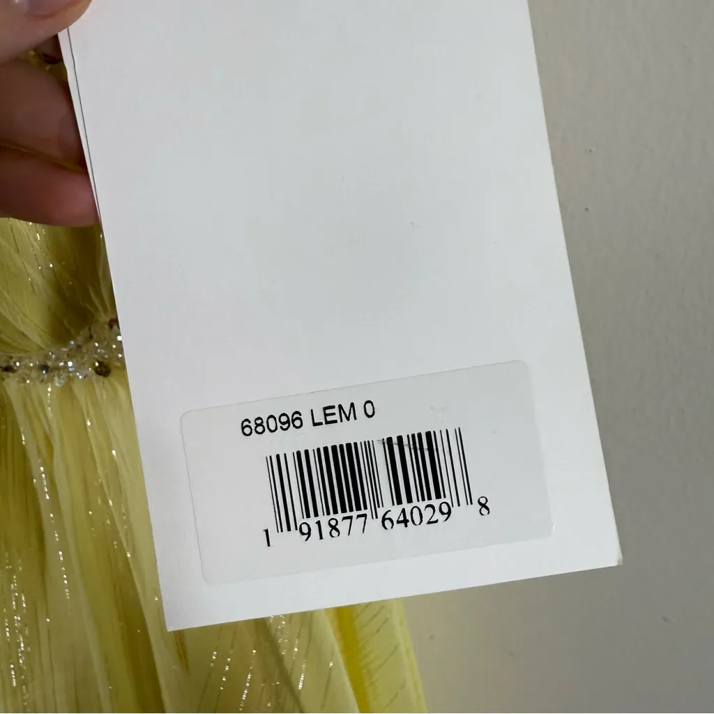 NWT Mac Duggal Yellow Beaded Ruffle High Low Gown Size 0 - Image 7