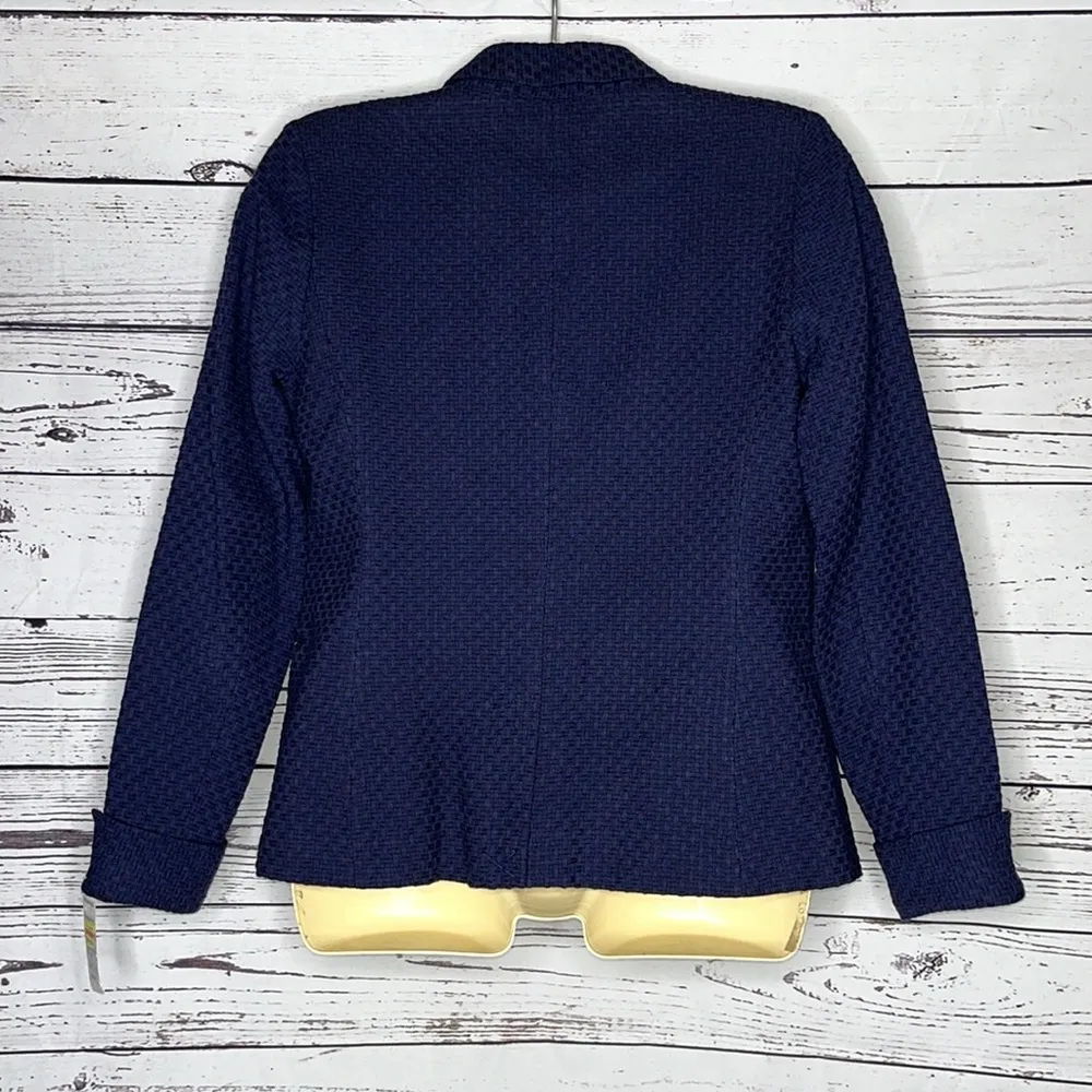 Draper James RSVP NWT Size XS Navy Blue Textured Notch Collar Blazer Jacket - Image 2
