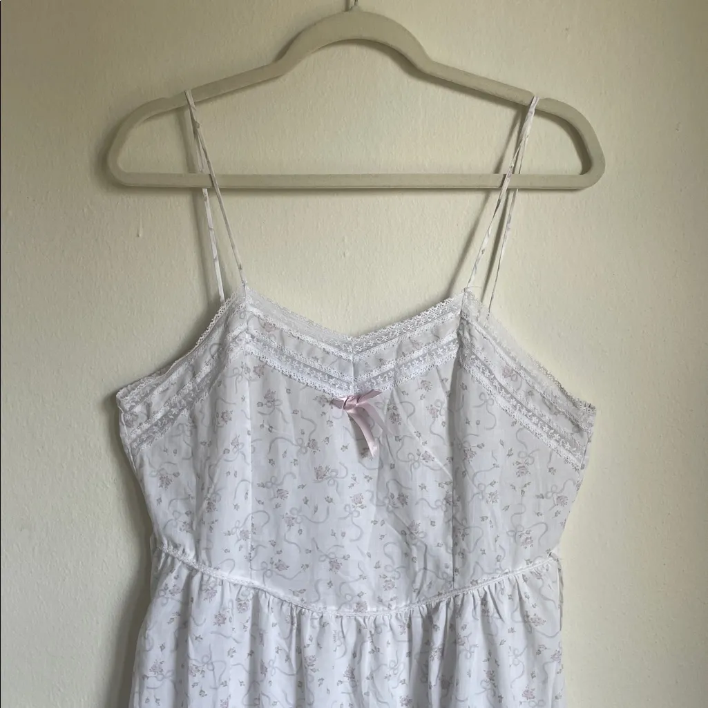 Vintage Floral Sleep Dress White Size L - Image 3