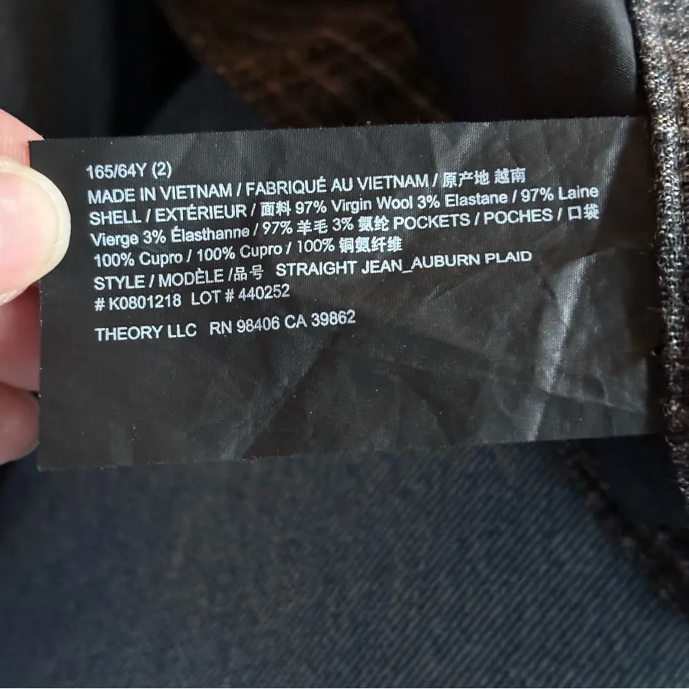 Theory Straight Auburn Plaid Pants- Size 2 - Image 5