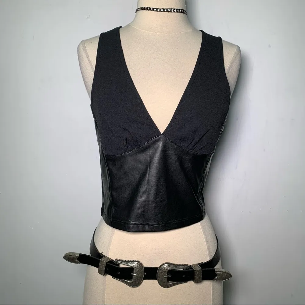 Zara Black Double Buckle Leather Belt size 90 western cowgirl boho festival - Image 3