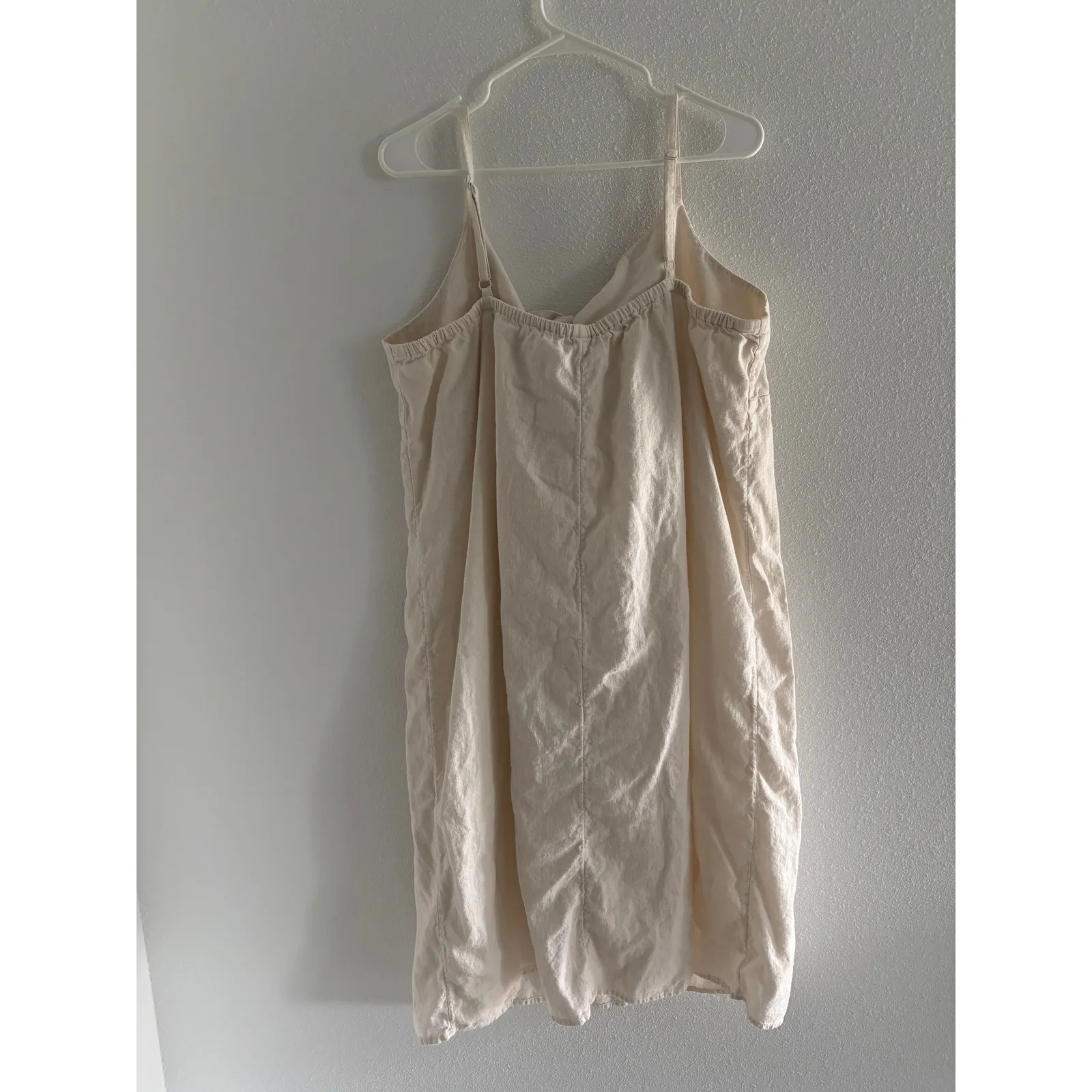 Old Navy Dress Womens 2XL Cream‎ Linen Midi Beachy Preppy Coastal Resort Luxury - Image 2