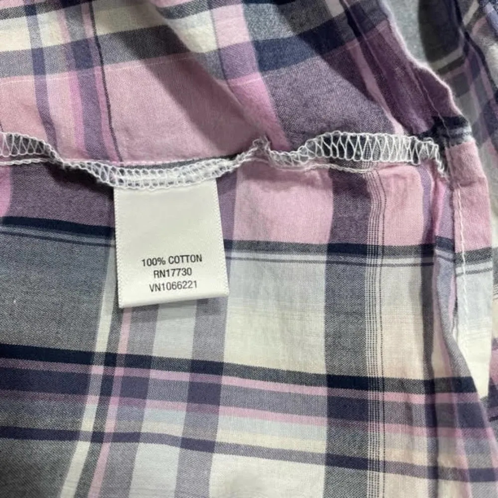 Merona Lavender Pink Plaid Button Down Collared Shirt Size Extra Large - Image 27