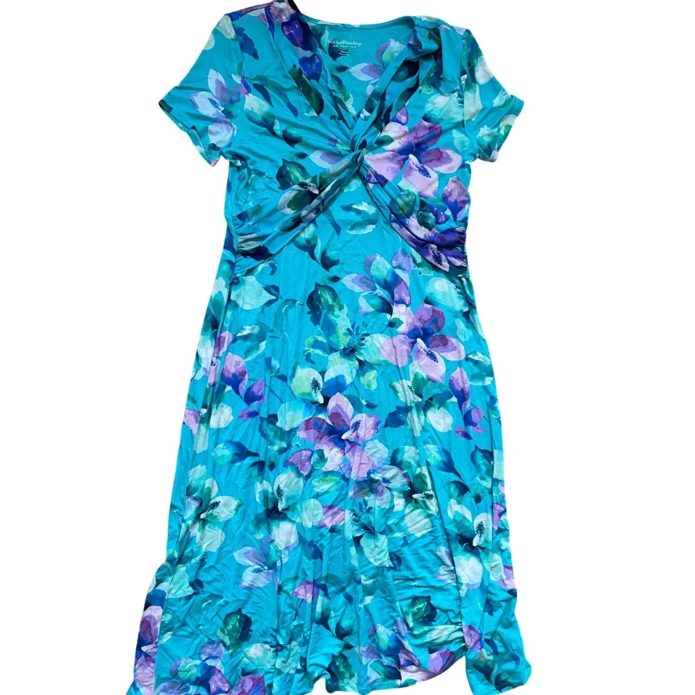 SOFT SURROUNDINGS Saviormidi  Dress‎ in Lilac Amaryllis Floral Size M - Image 2