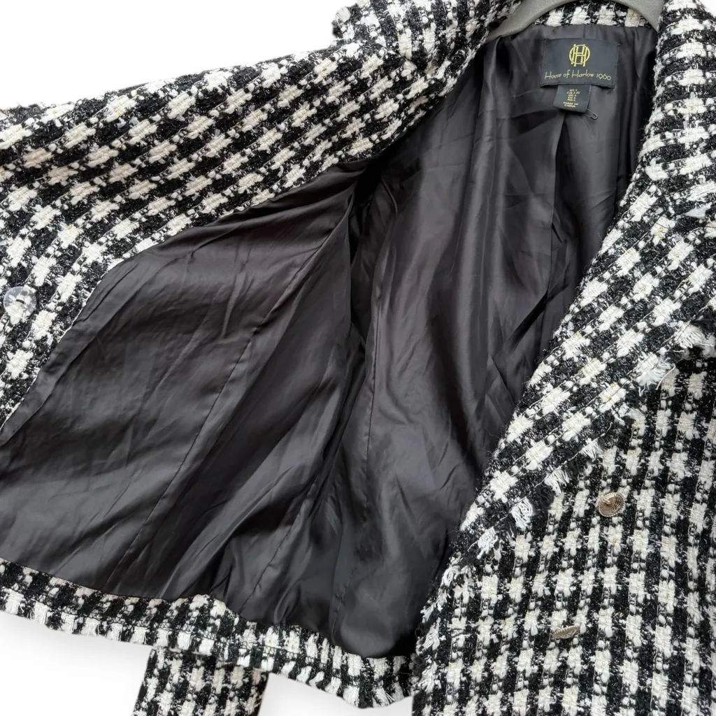House of Harlow 1960 Black and White Checkered Blazer Size L - Image 6