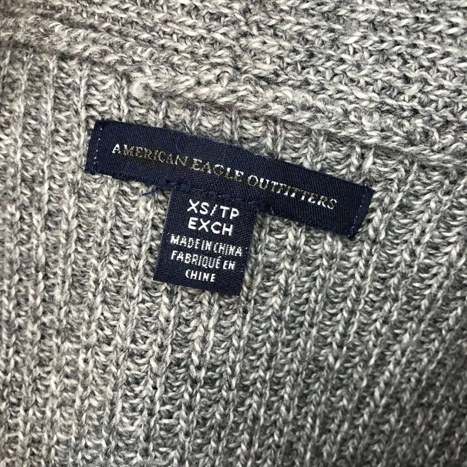 American Eagle Gray Knit Cardigan Sweater Striped Extra Small XS Academia Preppy - Image 4