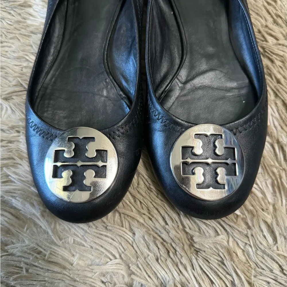 Tory Burch Travel Flats Black Logo Silver size 7 - Image 8