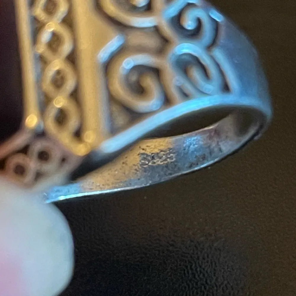 Natural obsidian stone S925 silver ring size 9 - Image 8