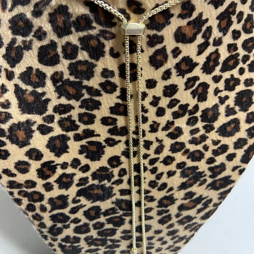 Gold  White Iridescent Opalite Statement Necklace 10”+ Sliding Bead - Image 5