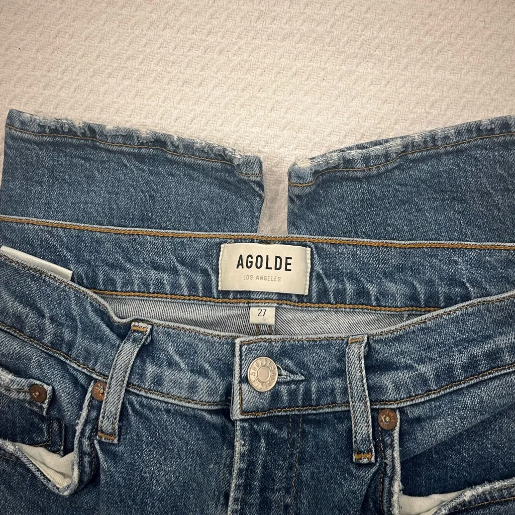 AGOLDE Toni Mid-rise Straight Leg Classic Blue Denim Jeans Size 27 - Image 8