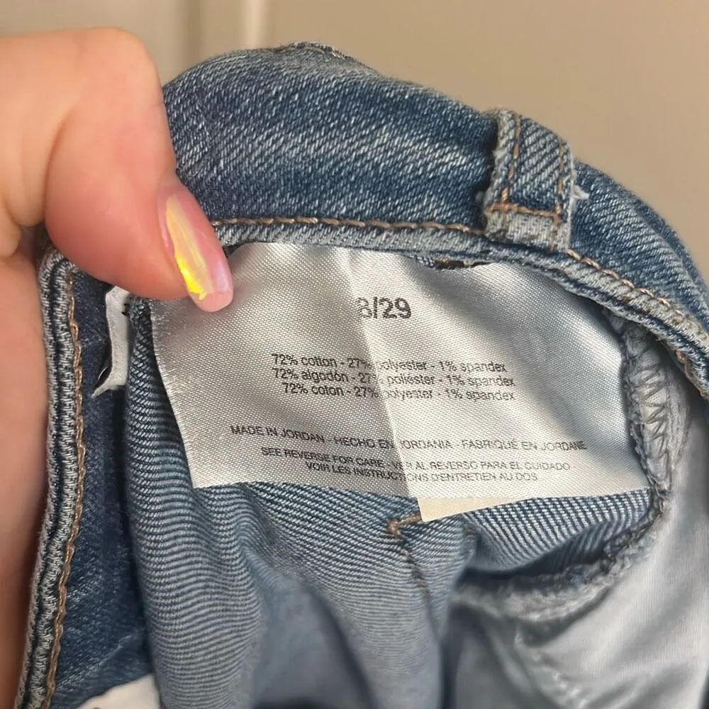 ✨Frayed Jeans High Rise Lace Up Straight Crop Sz 8/29 Jeans✨ Blue - Image 7