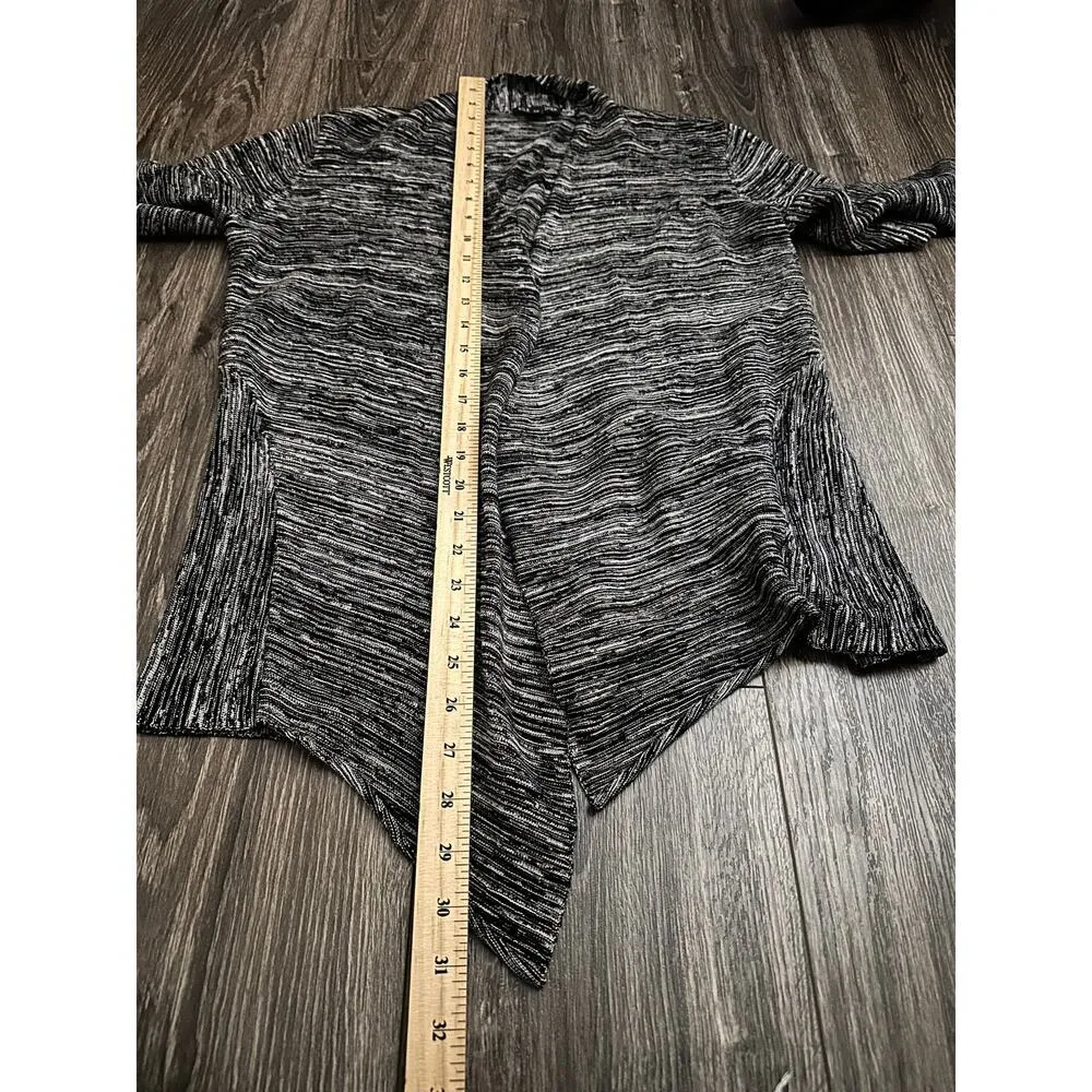 Eileen Fisher Heather Black Silk Organic Cotton Open Front Cardigan Size Small - Image 5