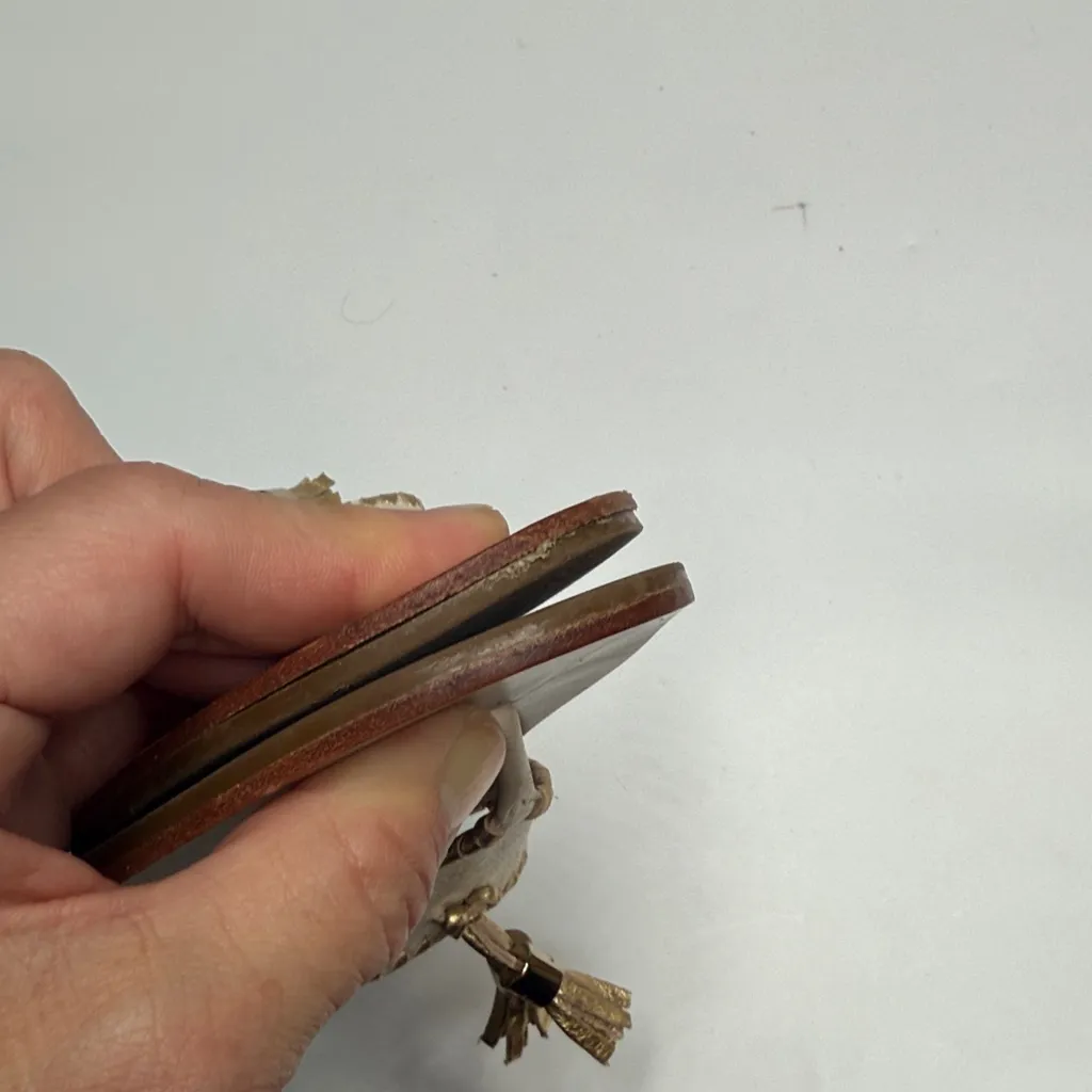 Jack Rogers Alana Tassel Thong Slip On Leather Sandal Bone & Gold S-435 Sz 8 - Image 5