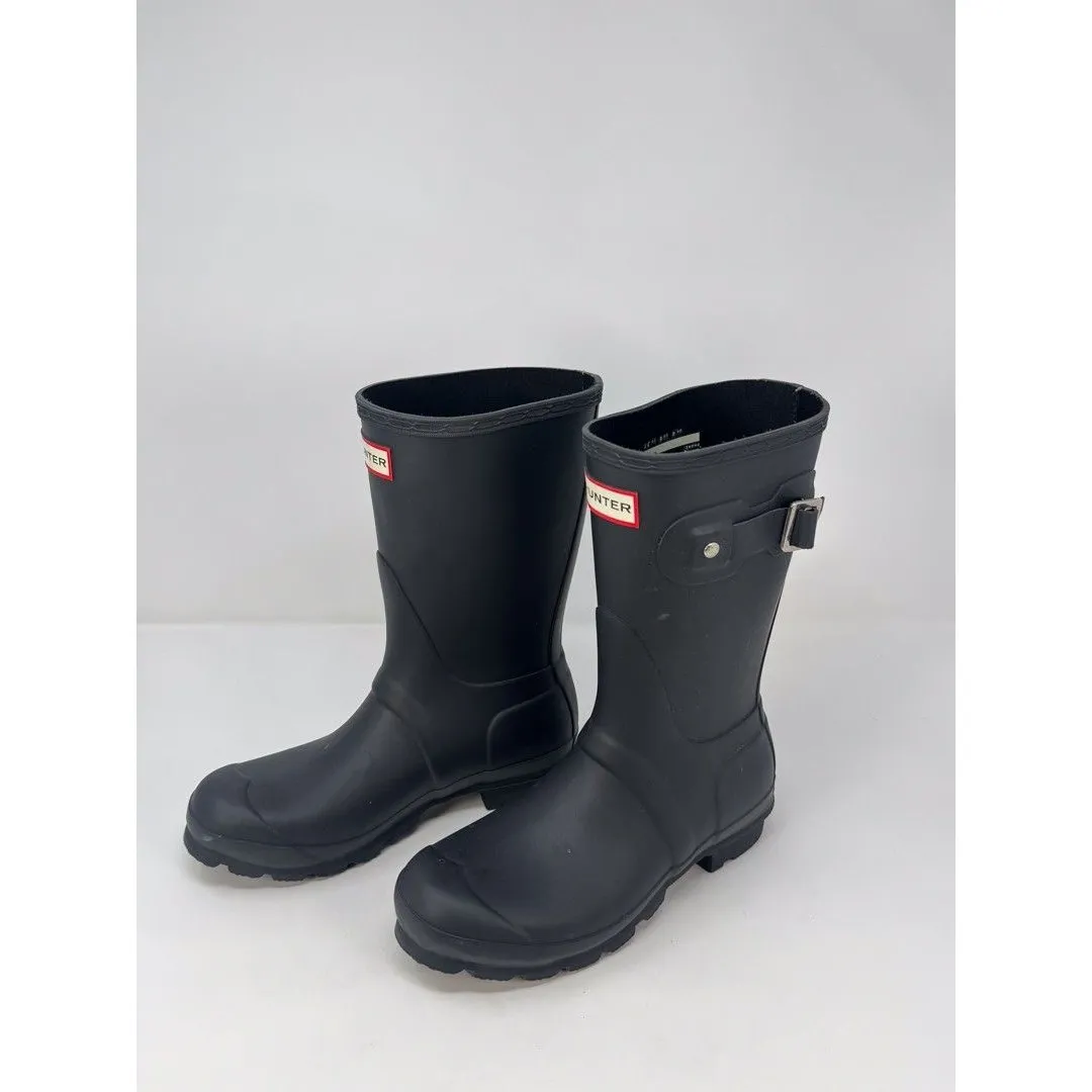 Hunter Womens Rain Boots Black Original Short Pull On Waterproof Outdoor US 6 - Image 3