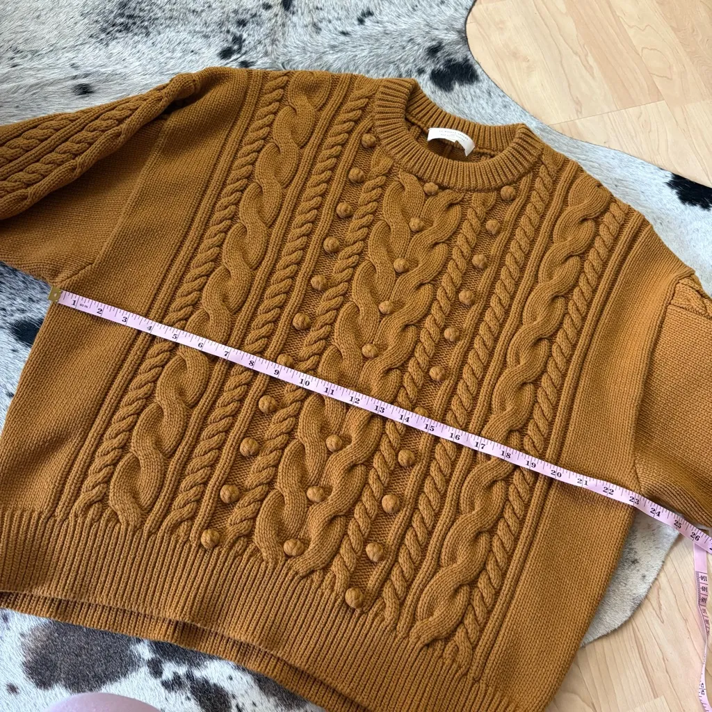 SEZANE Melvin Jumper Sweater Bronze‎ Yellow Orange Textured Cable knit Size XXL - Image 9