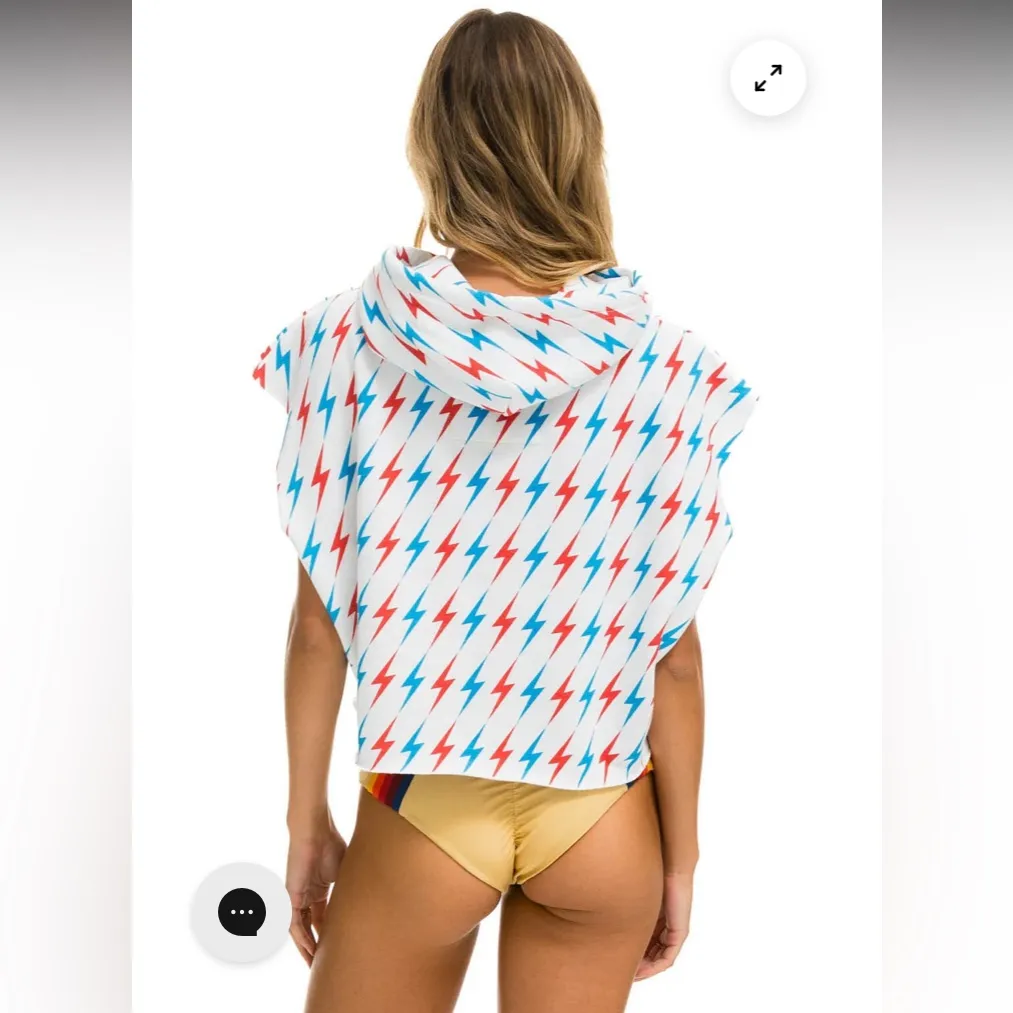 Aviator National Bolt sleeveless relaxed Cropped Pulllover Hoodie in white USA M - Image 2