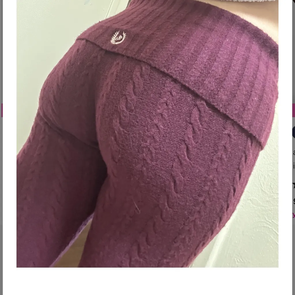 PINK
COLLEGIATE‎ CABLE-KNIT FOLDOVER FLARE PANTS - Image 5