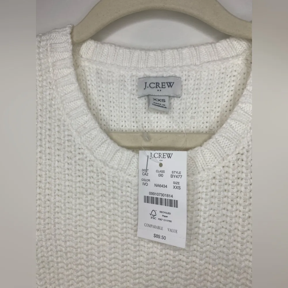 J.Crew Sweater Vest XXS White Cable Knit 100% Cotton Pullover Classic Layer NWT - Image 4