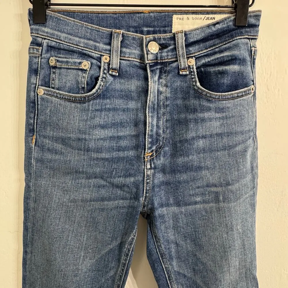 Rag & Bone Olana High Rise Skinny Ankle Jeans Size 25 Colorblock Knee Patchwork - Image 3