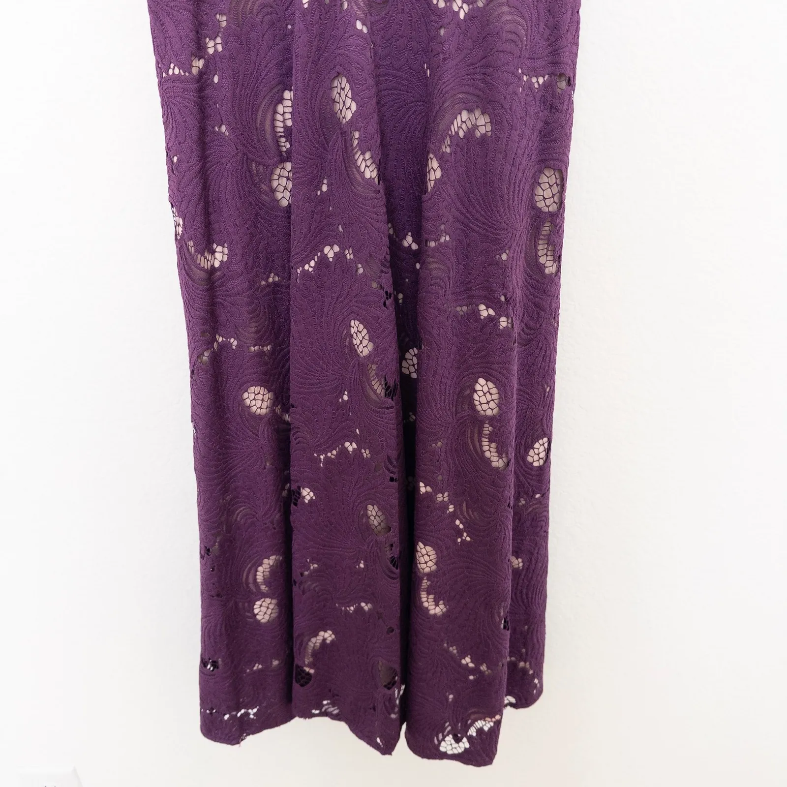 Moulinette Soeurs Womens Dress Size 2 Purple Lace Midi Boho Chic Ballet Romantic - Image 4