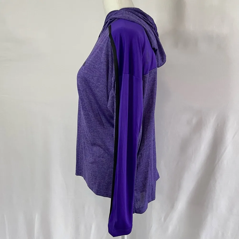 New  Tech Twist Graphic Print Loose Fit Hoodie Purple Size Small - Image 5