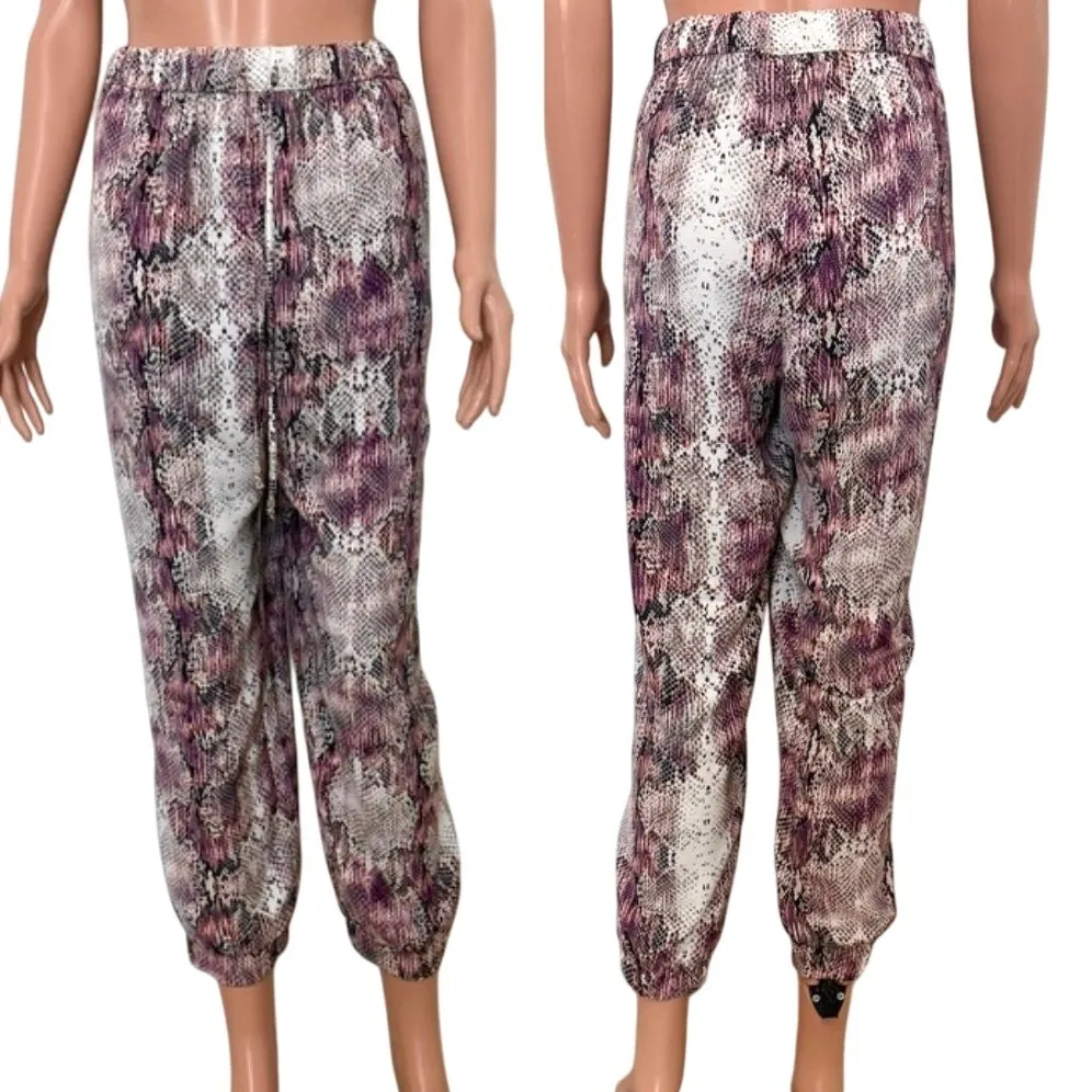 Jennifer Lopez animal floral print jogger pants large P 7073 - Image 15