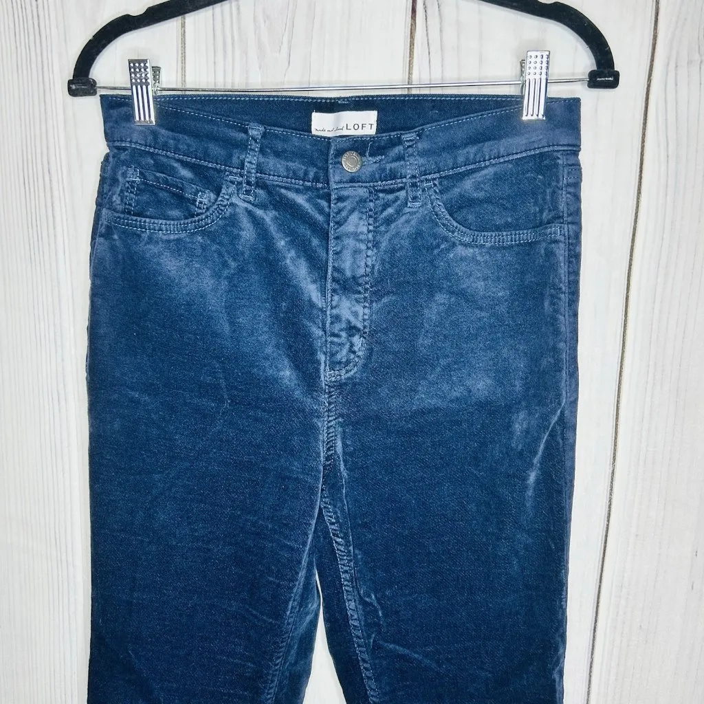 Ann Taylor LOFT Womens Navy Blue Velvet Pants Size 6 (28x28) Stretch - Image 2