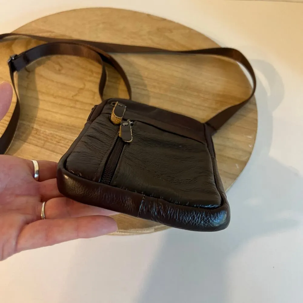 Brown Handcrafted Brown Genuine Leather Festival Riding Belt Bag Crossbody Bag - Image 3