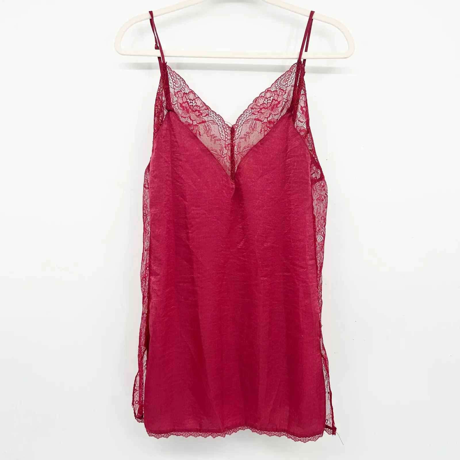In Bloom by Jonquil Coquette Wait Until Dark Lace Trim Chemise Slip Dress Size L Red Size L - Image 3