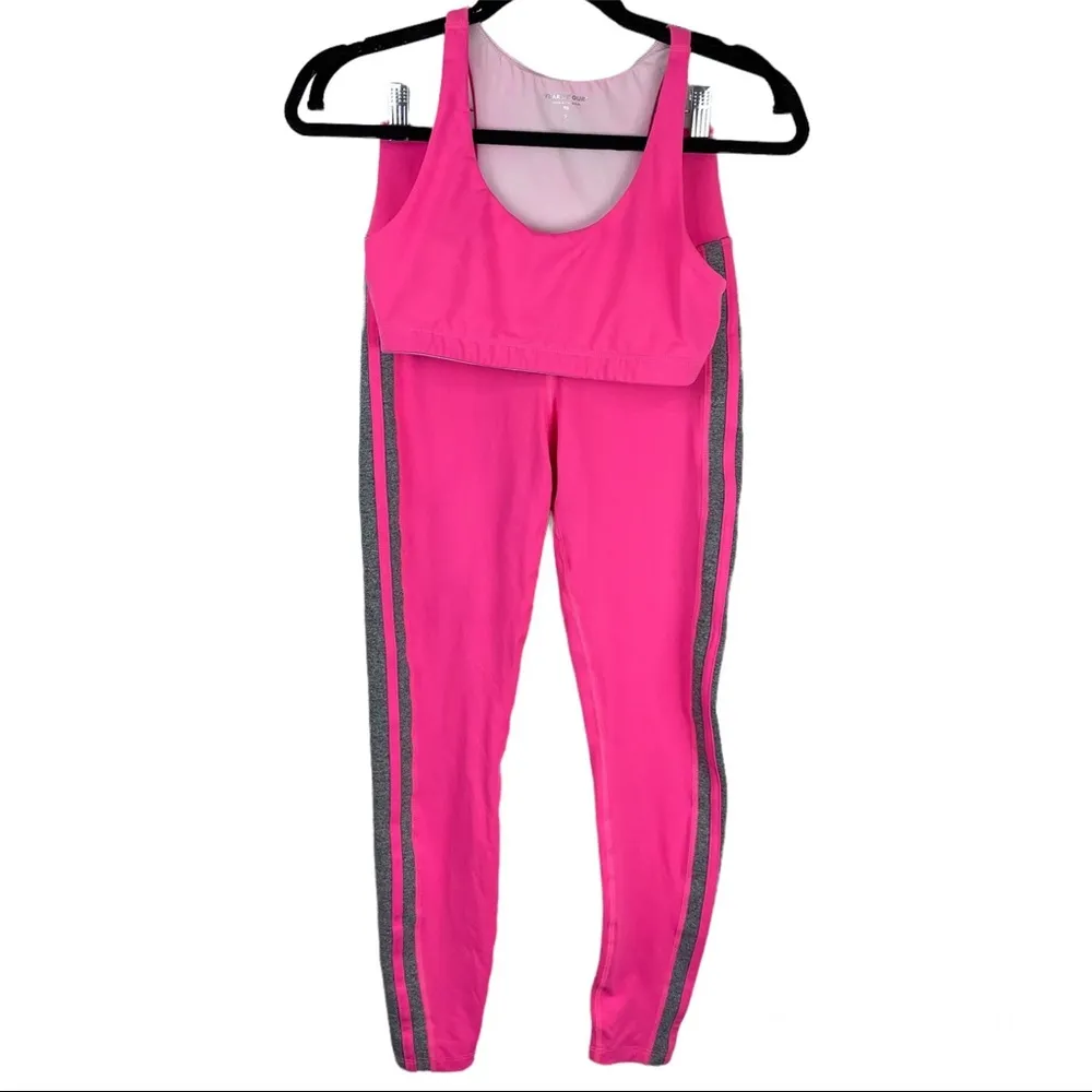 Revolve Year of Ours Workout Set Sports Bra Crossover Leggings Pink Sz Small - Image 4