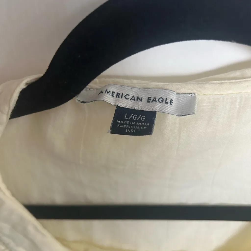 American Eagle Collared Pintuck Blouse | Yellow | Size L Size L - Image 7
