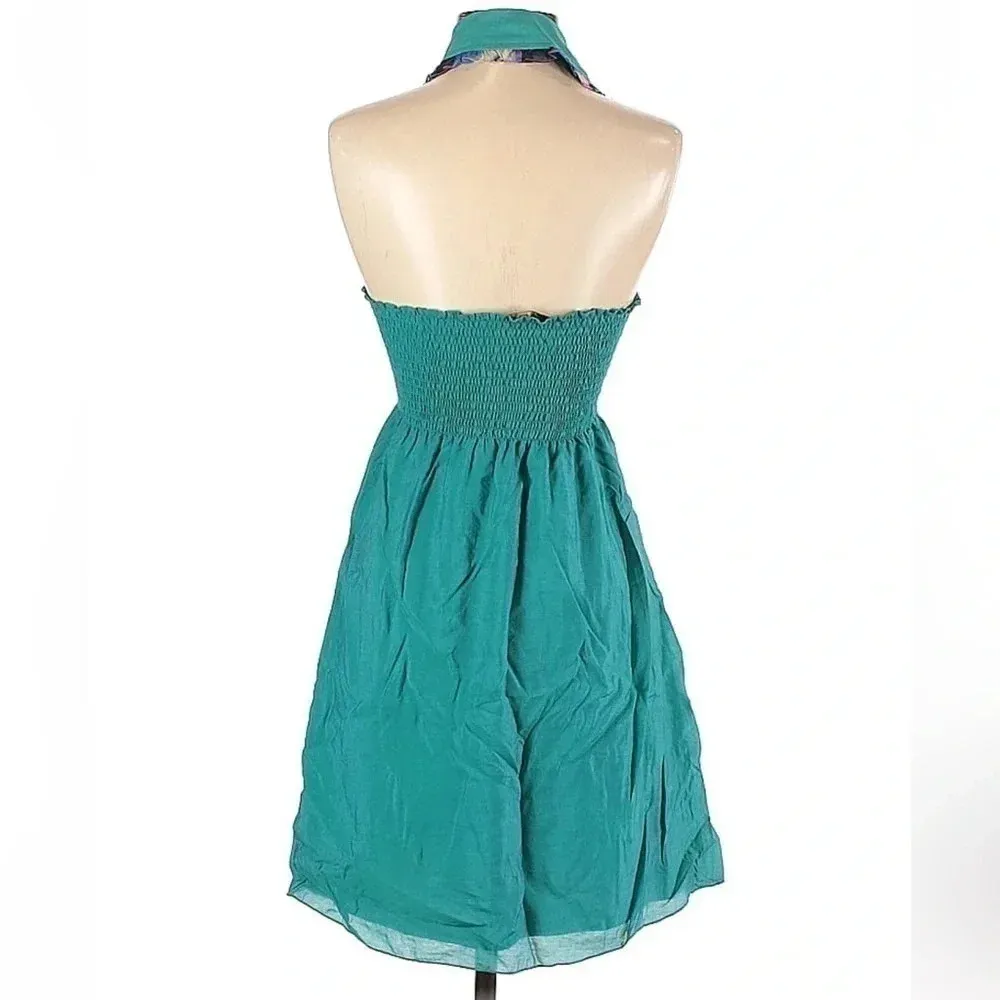 Meghan Los Angeles Retro Chic Teal Sleeveless Button Down Ruffle Dress Size 2 - Image 2