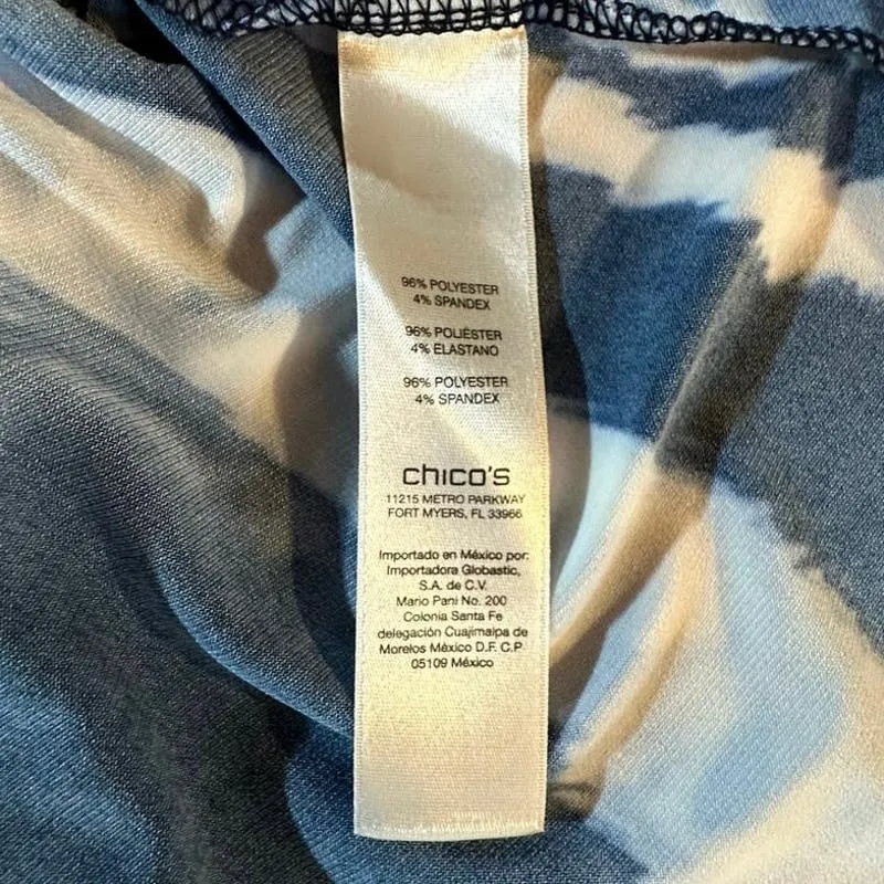 Chico's Knit Midi Skirt Blue‎ Geometric Elastic Waist Women's Size 1 - Image 3