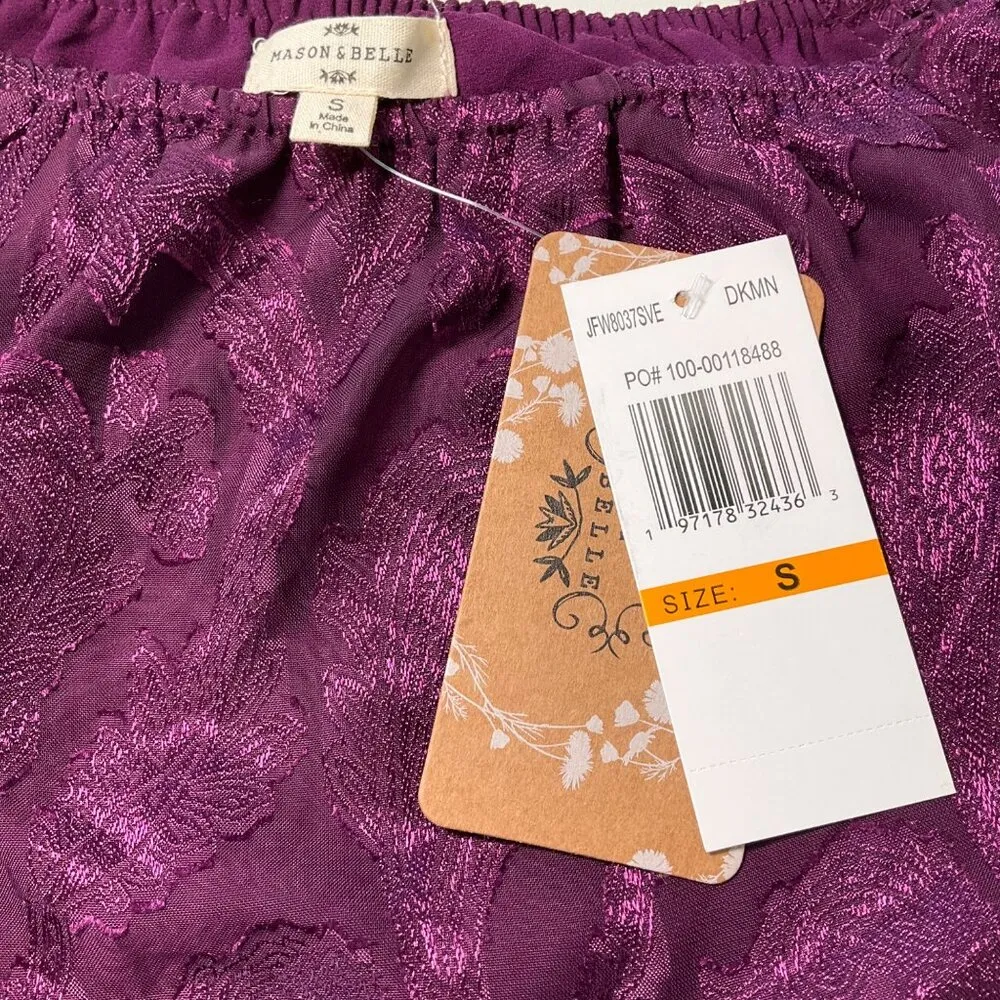 Mason & Belle Womens Floral Long Sleeve Blouse - Size S Purple top lined career - Image 3