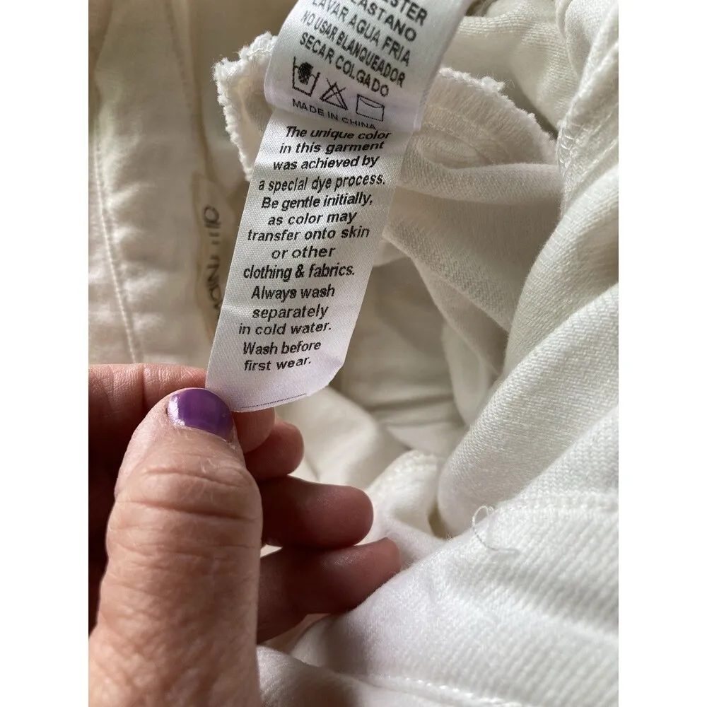 Main Strip Gold Studded Fringe Cowgirl Denim Short Romper Size M Off White Boho - Image 10