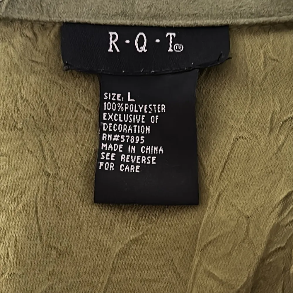 RQT Lightweight Green Faux Suede Buckle Accent 4 Button Blazer Jacket Womens L Size L - Image 5