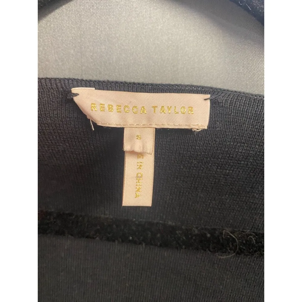 Rebecca Taylor Blouse Women's Small Black Crochet Floral Cotton Embroidered B71 - Image 3